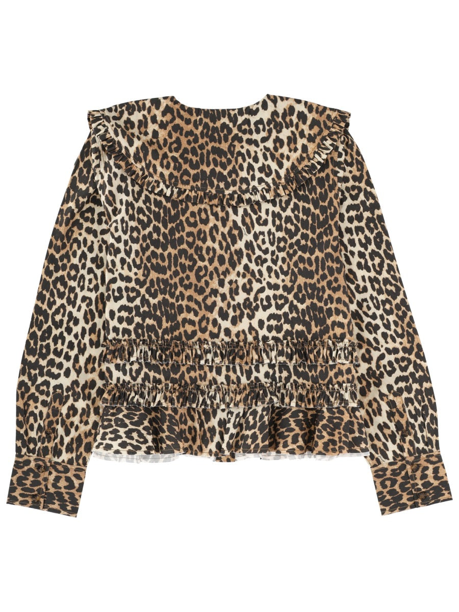 Ganni Women Shirt With Wide Collar GANNI