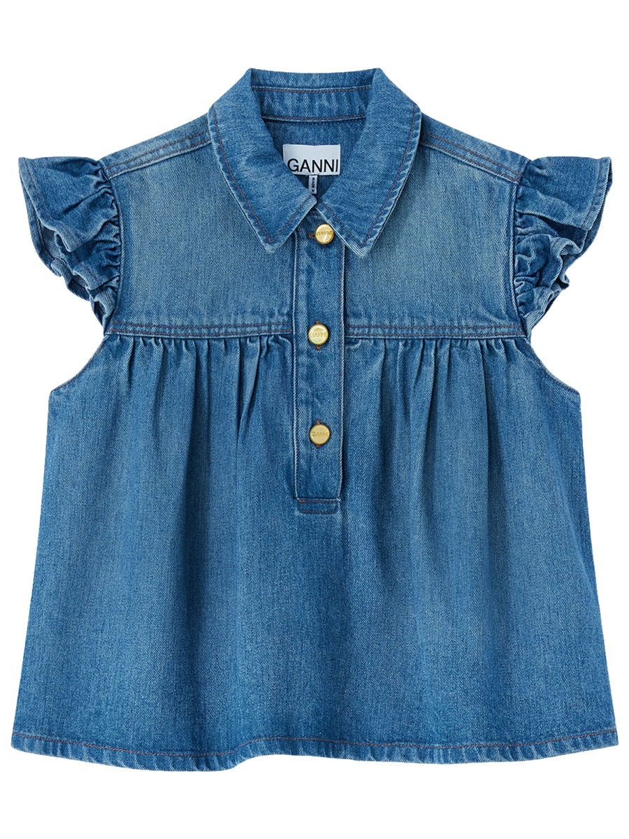 Ganni Women Sleeveless Top With Collar GANNI