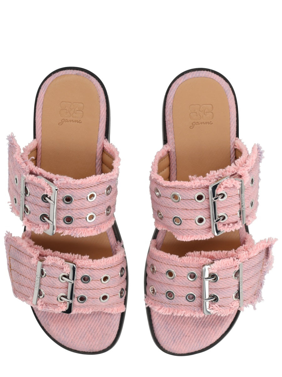Ganni Women Denim Sandal With Bangs GANNI