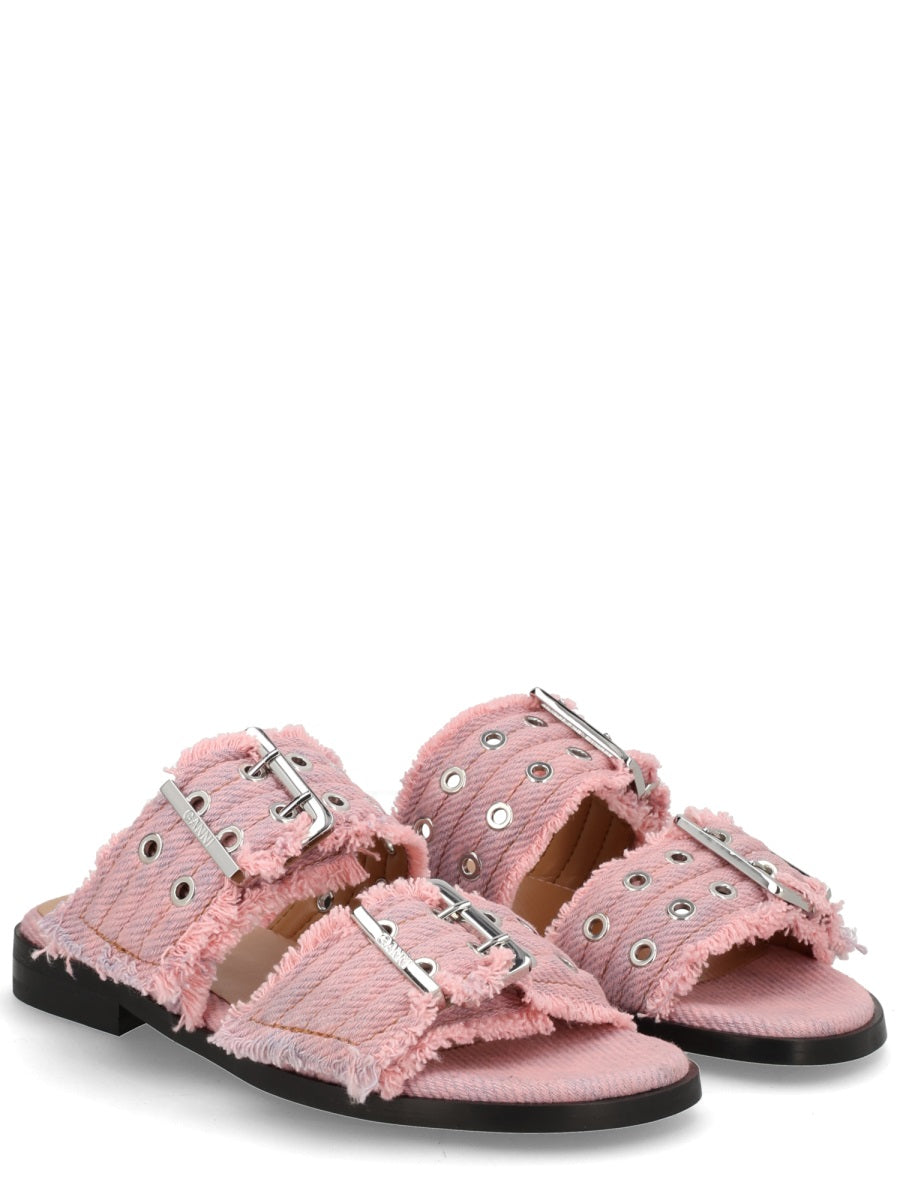 Ganni Women Denim Sandal With Bangs GANNI