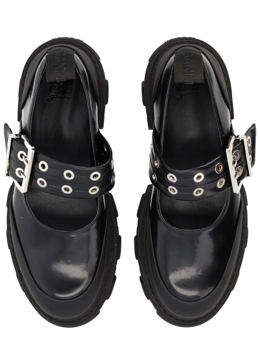 Ganni Women Ballerina With Logo Buckle GANNI