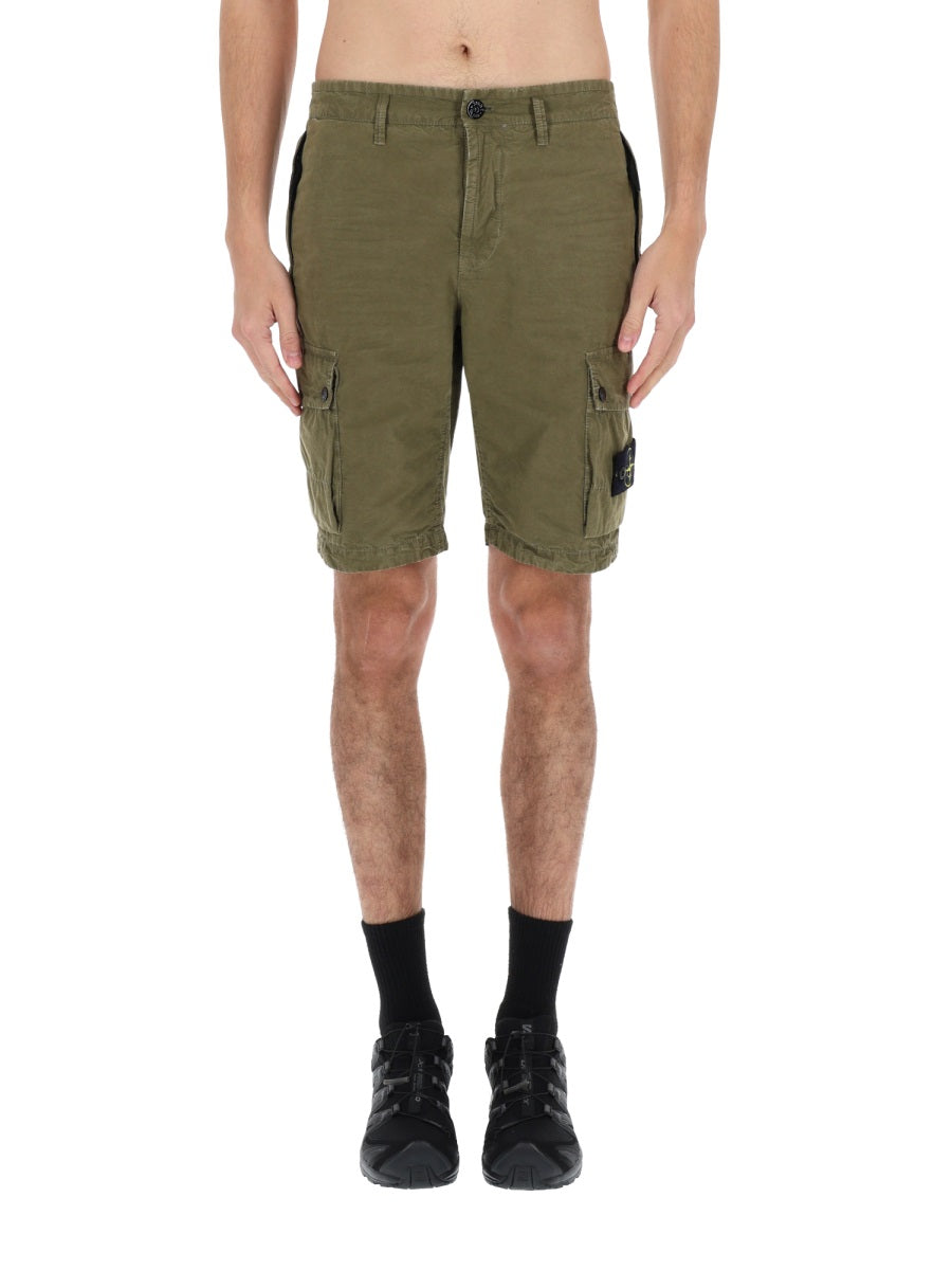 Stone Island Men Cargo Shorts With Logo Patch STONE ISLAND