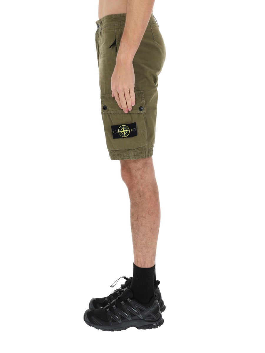 Stone Island Men Cargo Shorts With Logo Patch STONE ISLAND