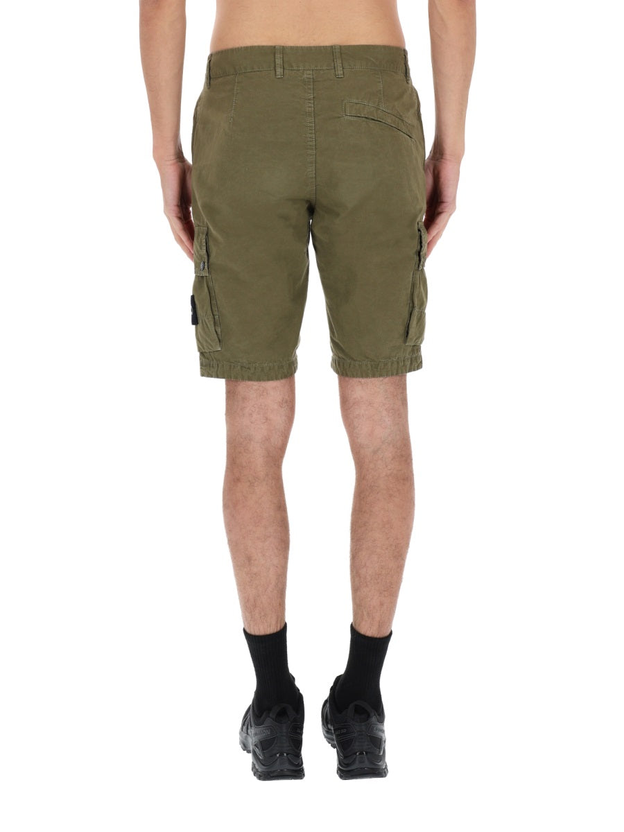 Stone Island Men Cargo Shorts With Logo Patch STONE ISLAND