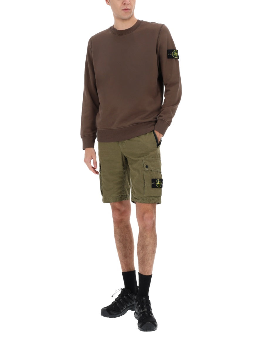 Stone Island Men Cargo Shorts With Logo Patch STONE ISLAND