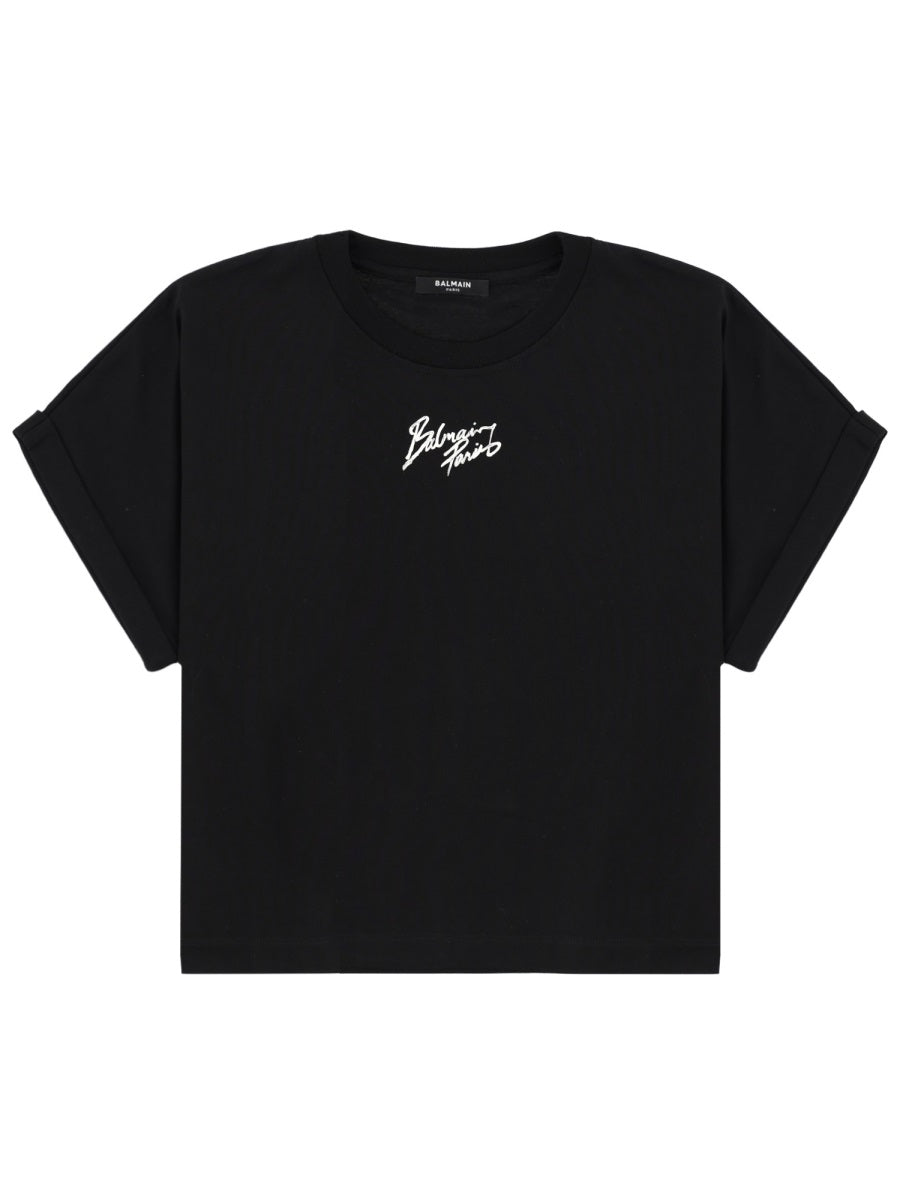 Balmain Women Cropped T-Shirt With Logo BALMAIN