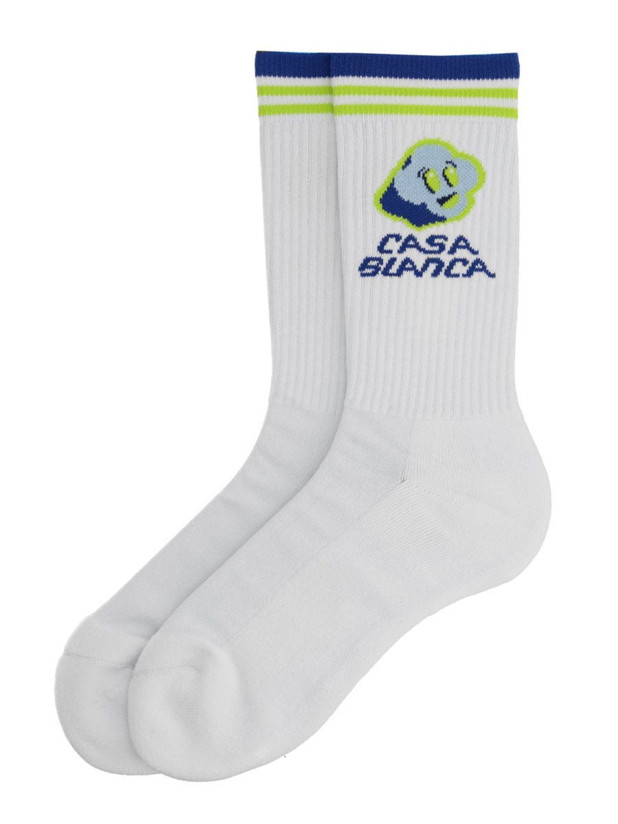 Casablanca Men "Blue Cc Smile" Socks CASABLANCA