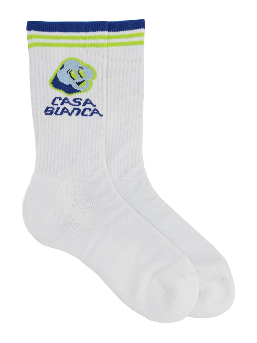 Casablanca Men "Blue Cc Smile" Socks CASABLANCA
