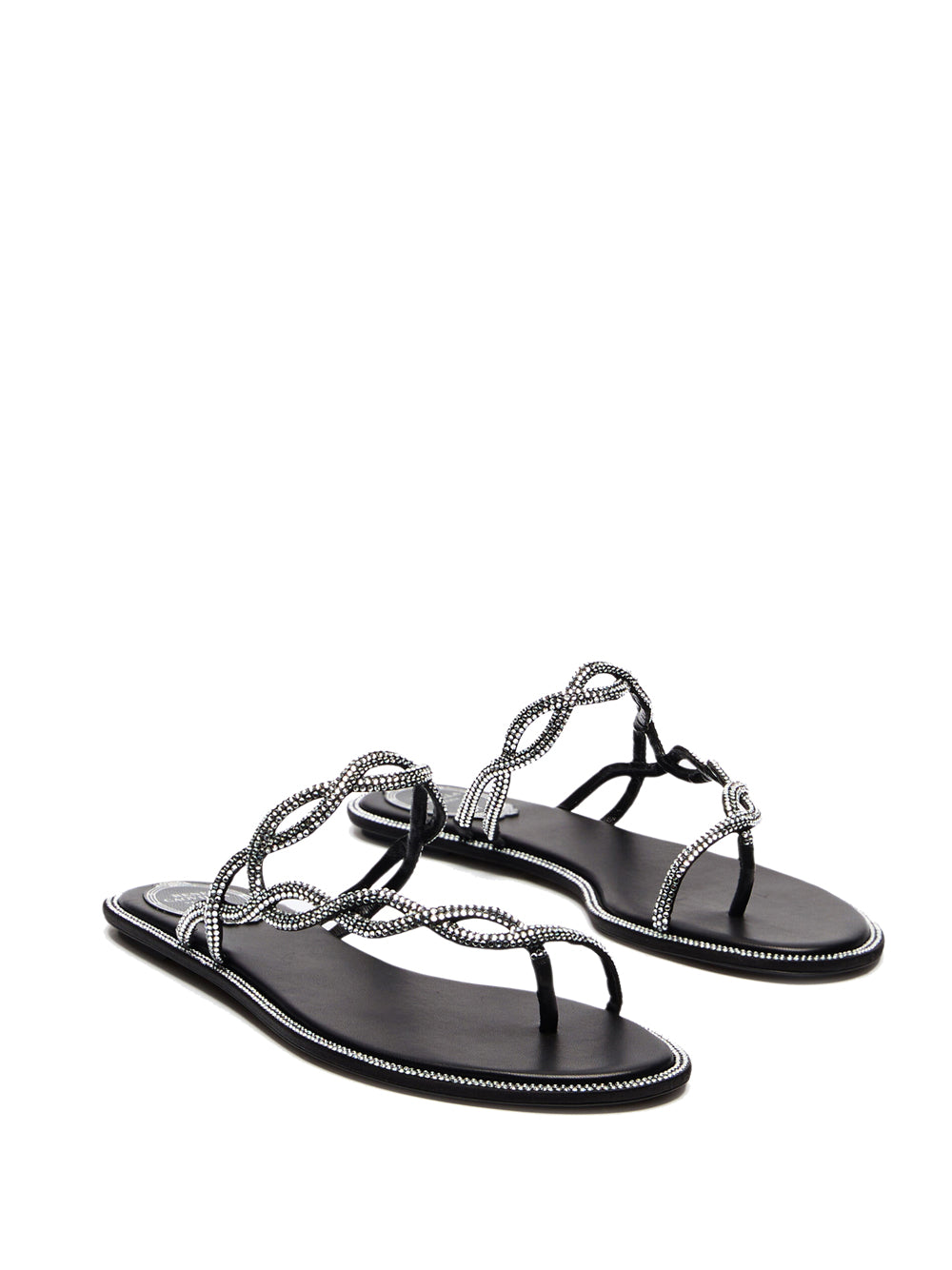 Rene Caovilla Women Sandalo Flat Braid Nero 10 RENE CAOVILLA