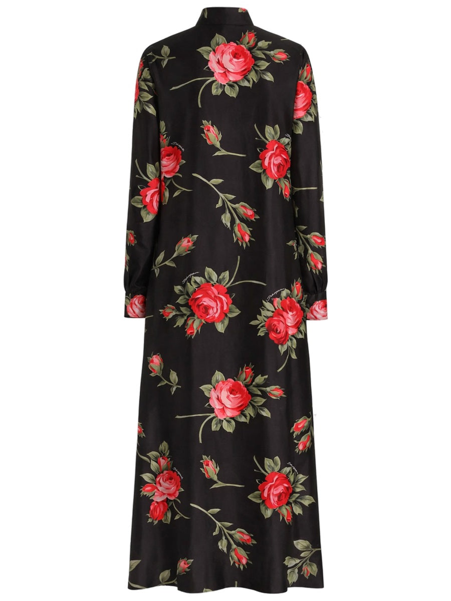 Dolce & Gabbana Women Rose Bouquet Print Twill Long Dress DOLCE & GABBANA