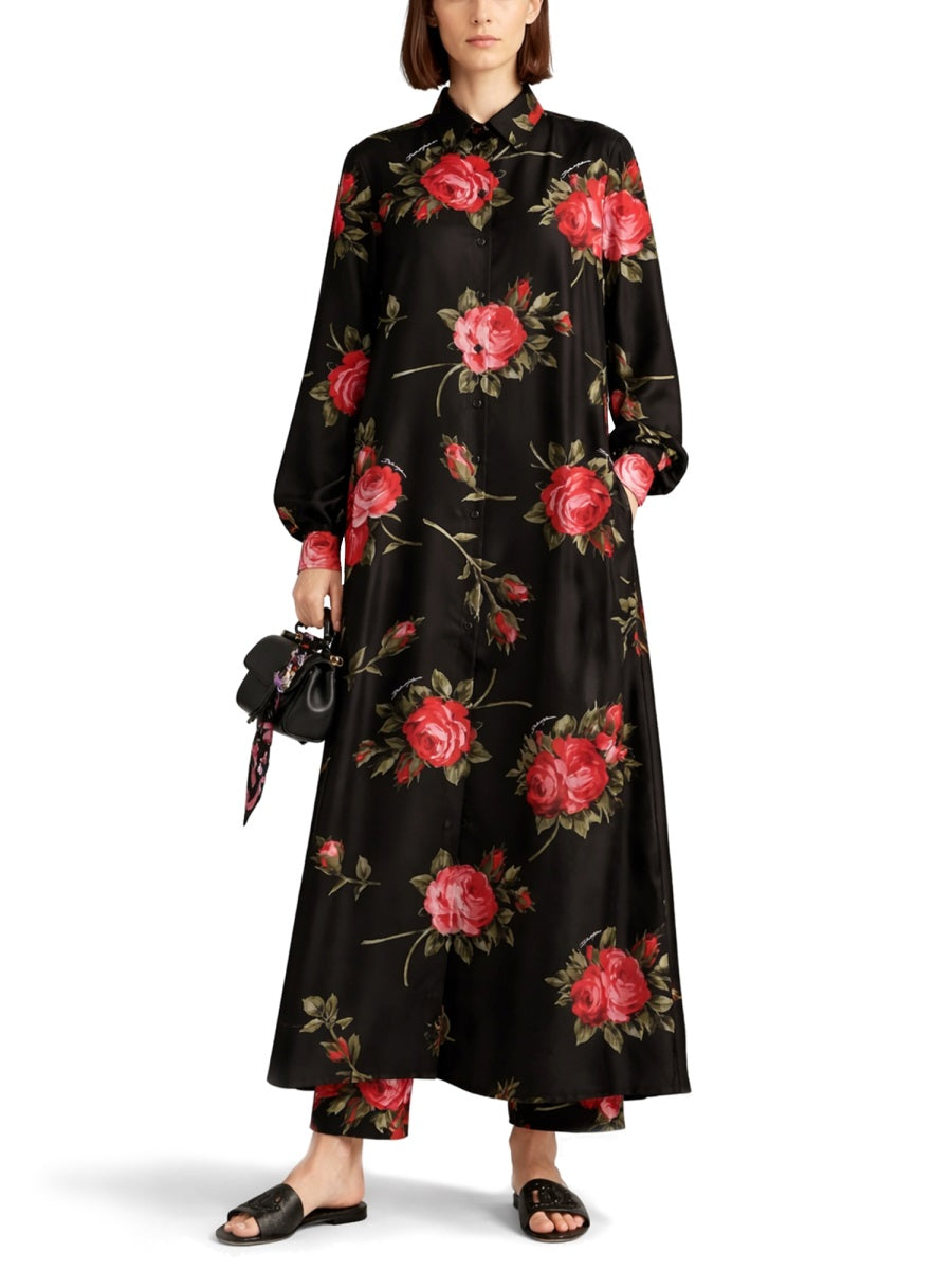 Dolce & Gabbana Women Rose Bouquet Print Twill Long Dress DOLCE & GABBANA