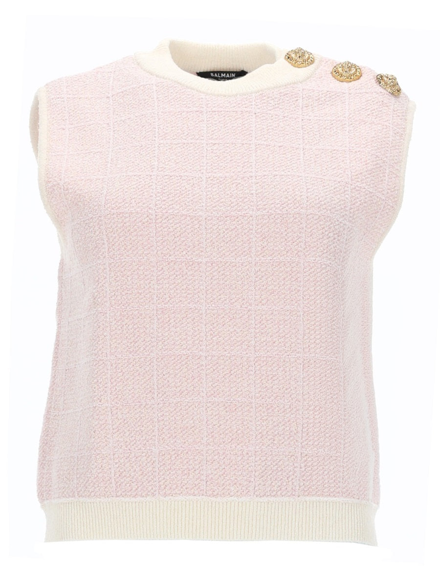 Balmain Women Sleeveless Top With Jewel Buttons BALMAIN
