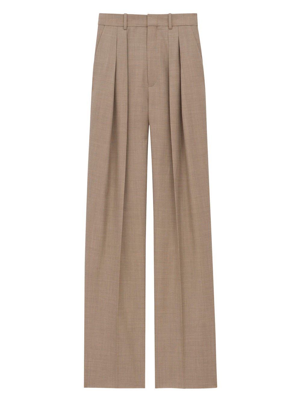 Saint Laurent Women Wide-Leg Tailored Pants In Caviar Wool SAINT LAURENT
