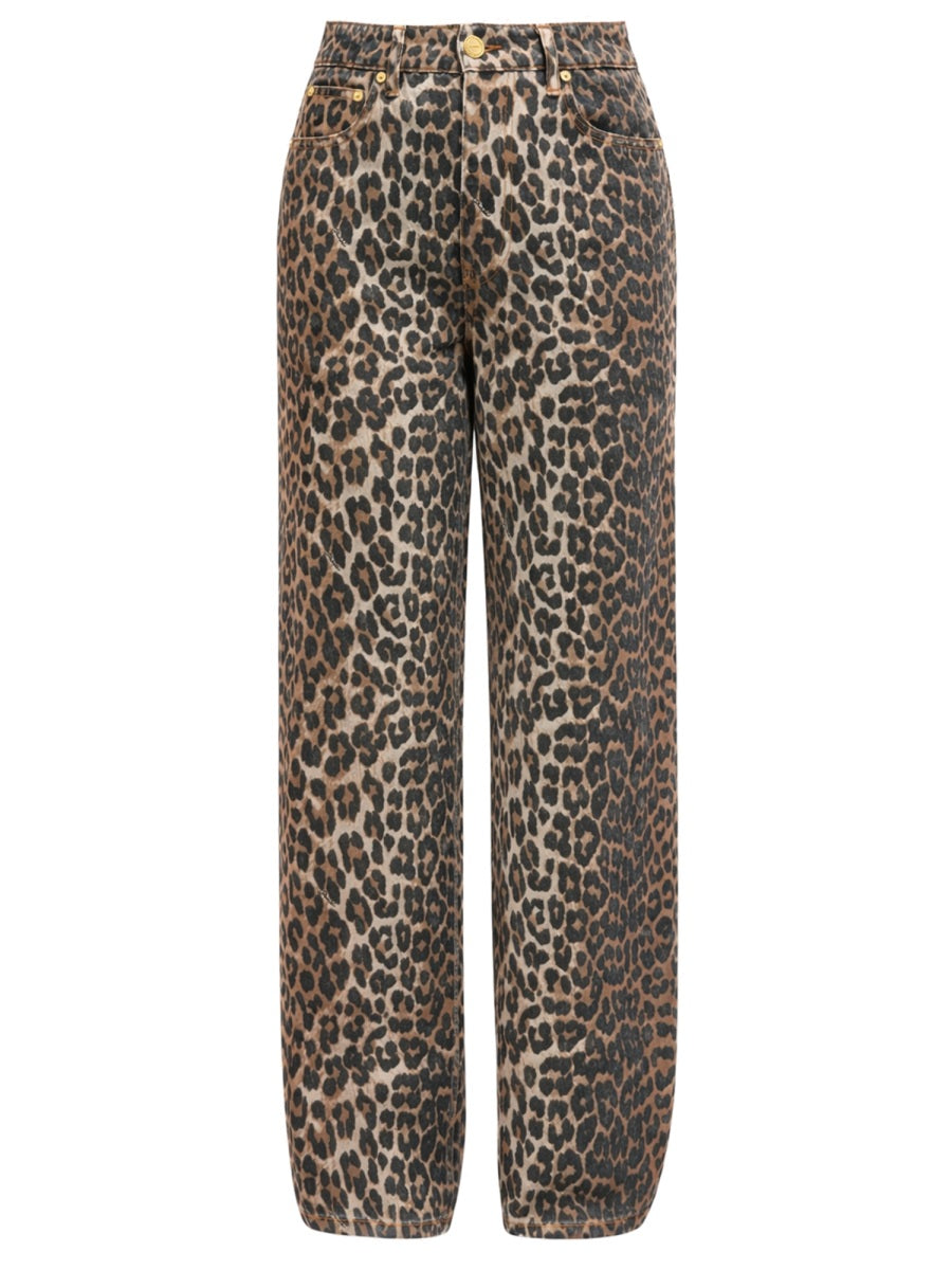 Ganni Women "Lari" Jeans With Leopard Print GANNI