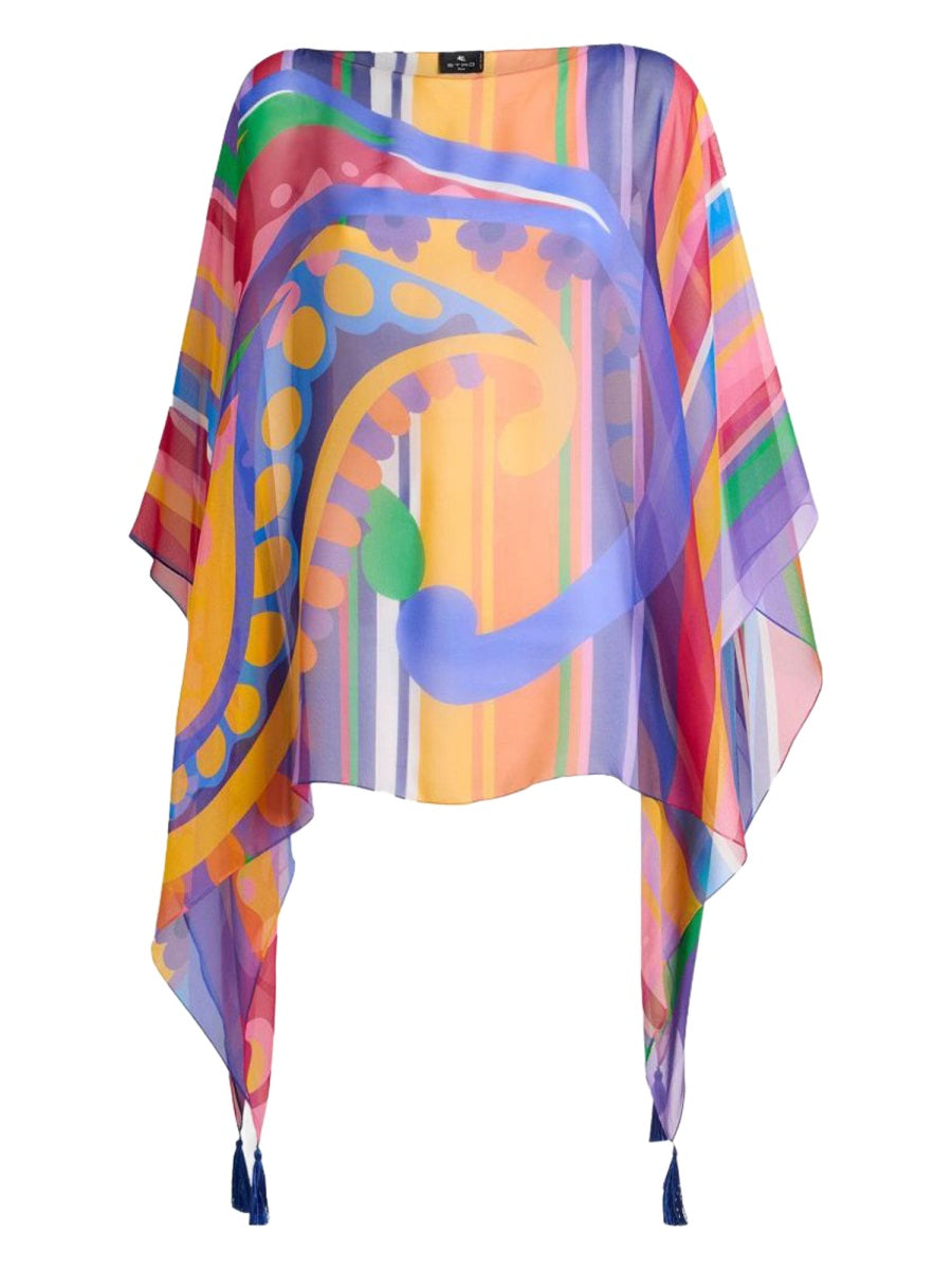 Etro Women Paisley Print Silk Poncho Top ETRO
