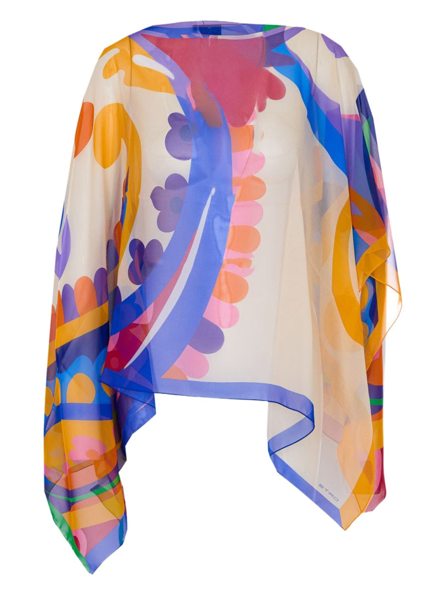 Etro Women Asymmetrical Paisley Print Poncho ETRO