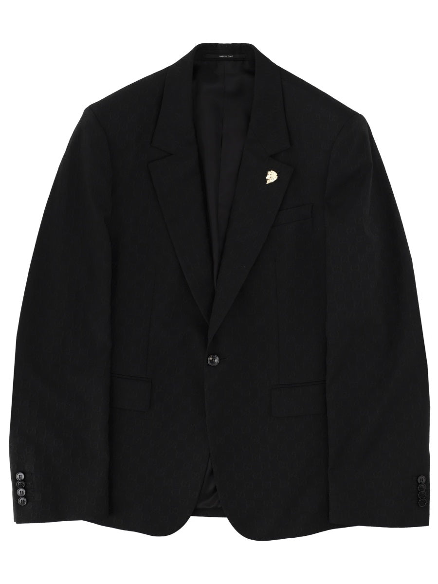 Gucci Men Single-Breasted Jacket With "Gg" Weave GUCCI