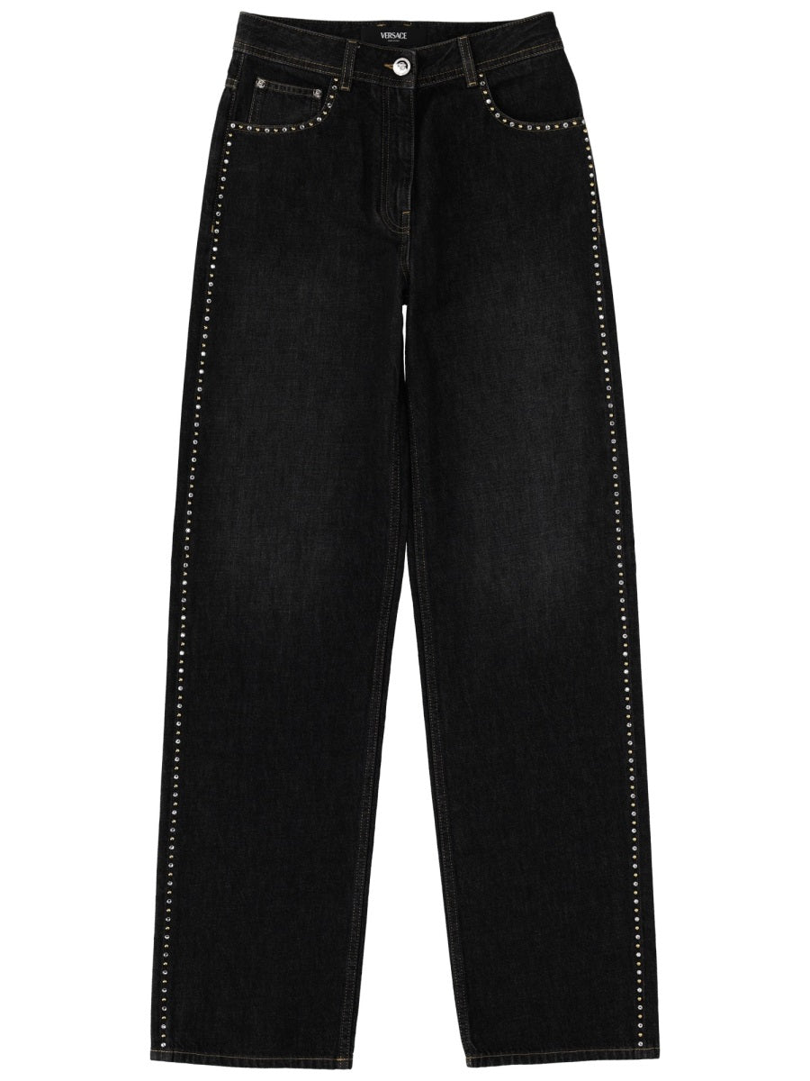 Versace Women Jeans With Studs And Crystals Decoration VERSACE