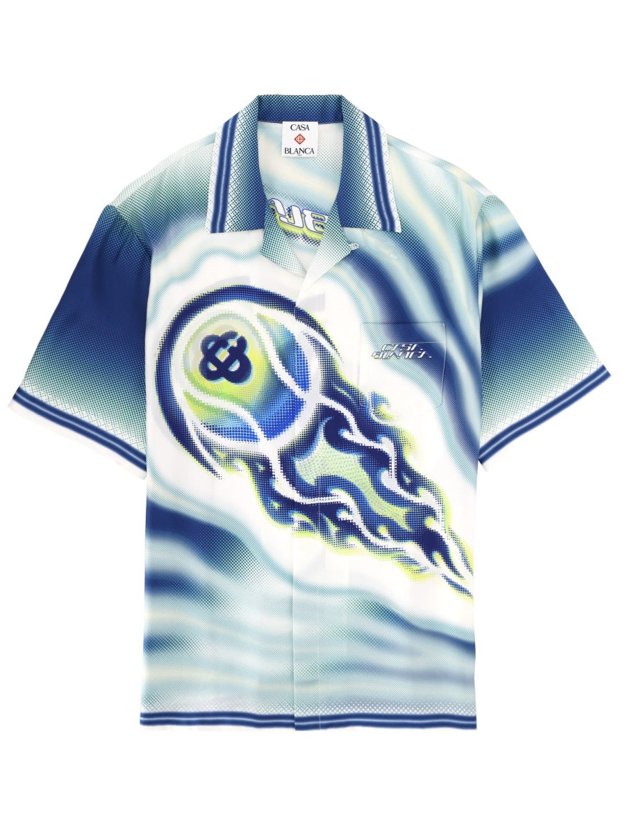 Casablanca Men "Flaming Tennis Ball" Shirt CASABLANCA
