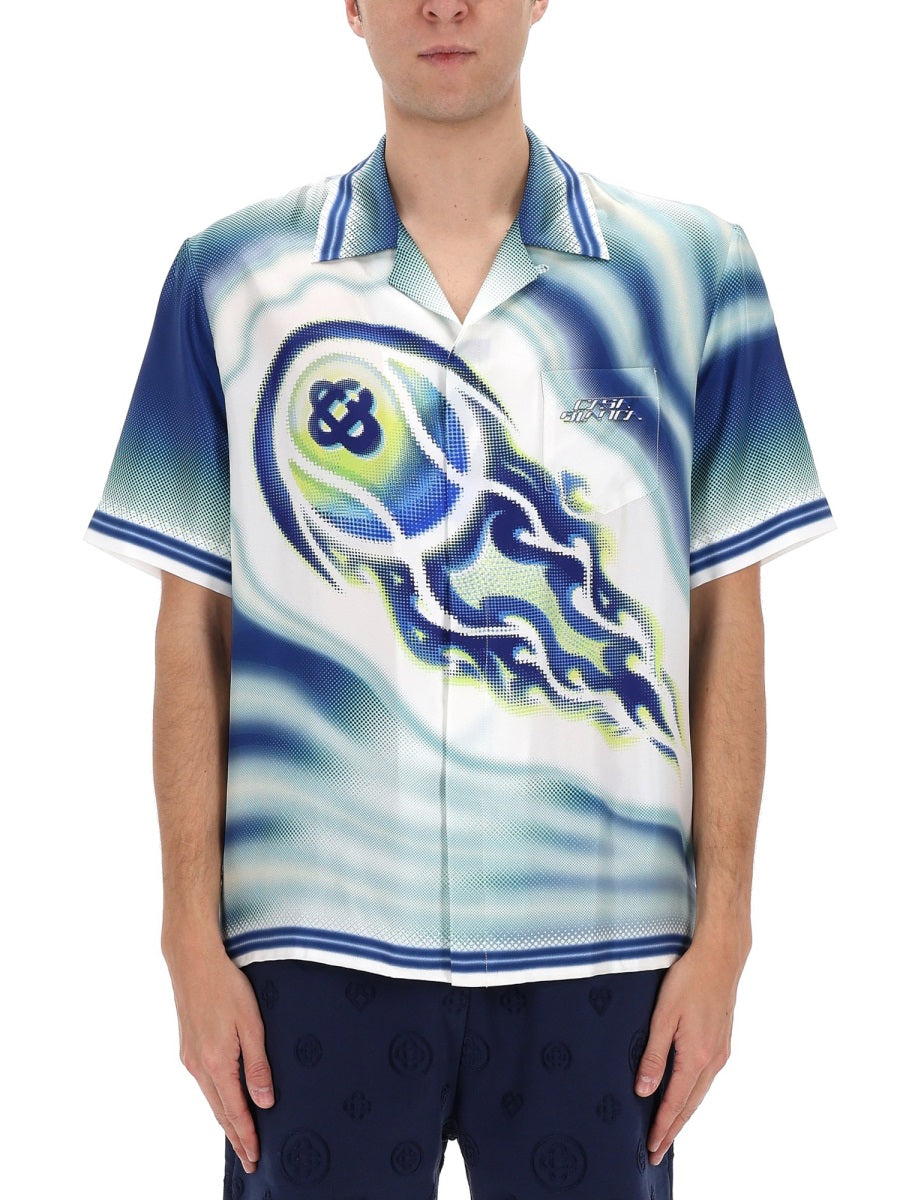 Casablanca Men "Flaming Tennis Ball" Shirt CASABLANCA