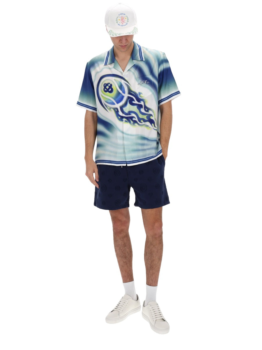 Casablanca Men "Flaming Tennis Ball" Shirt CASABLANCA