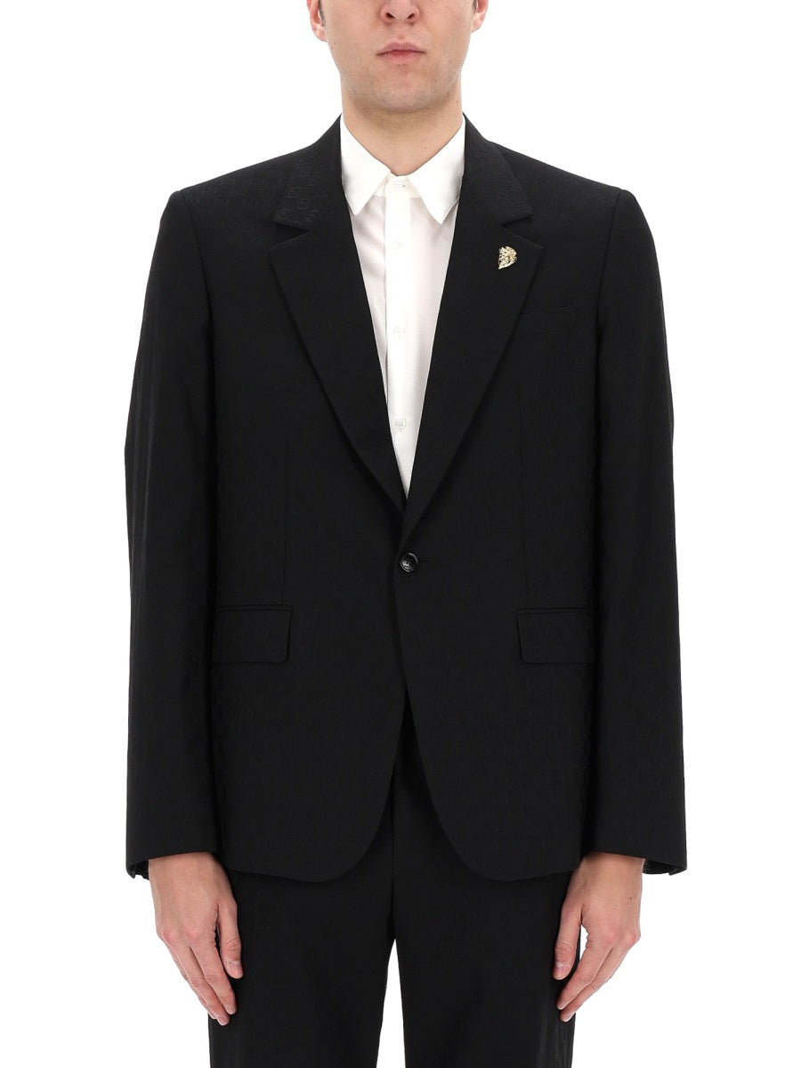 Gucci Men Single-Breasted Jacket With "Gg" Weave GUCCI