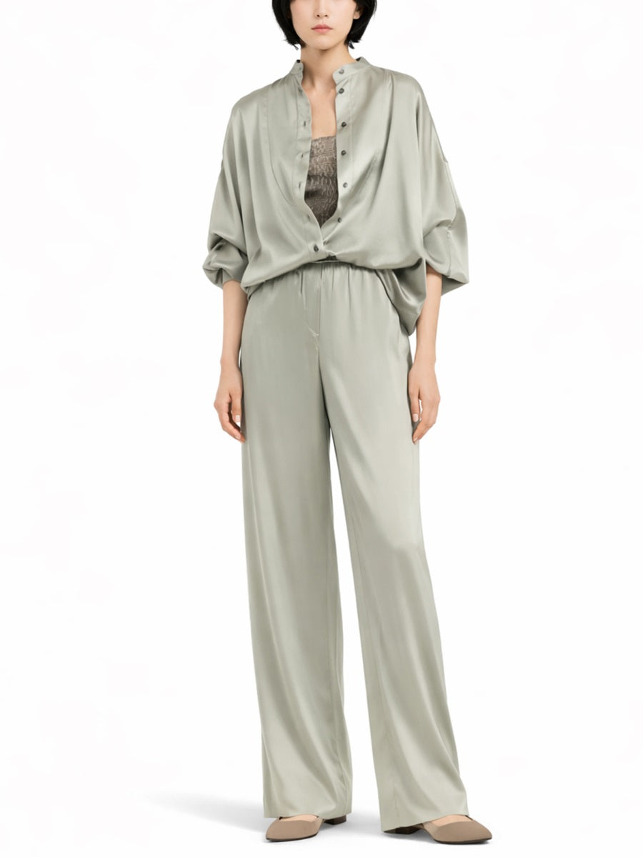 Brunello Cucinelli Women Silk Satin Track Pants BRUNELLO CUCINELLI
