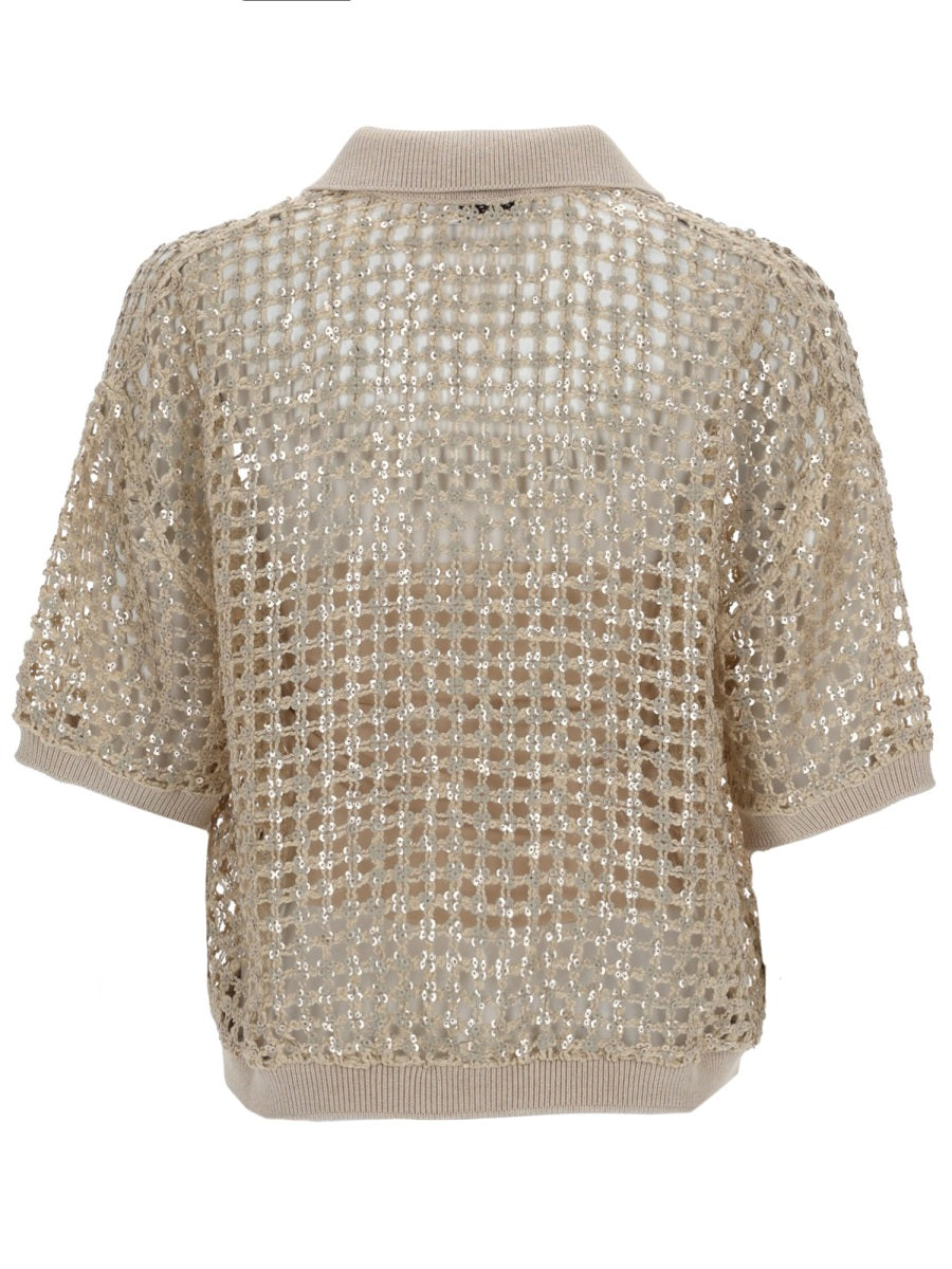 Brunello Cucinelli Women Silk And Linen Knit Polo Shirt BRUNELLO CUCINELLI