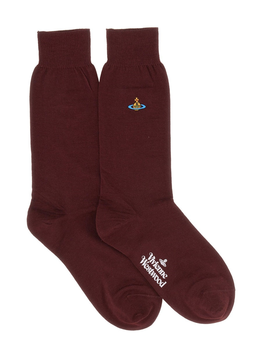 Vivienne Westwood Women Socks With Orb Embroidery VIVIENNE WESTWOOD