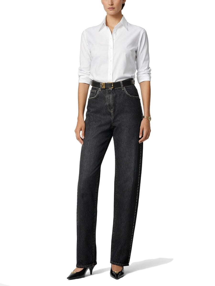 Versace Women Jeans With Studs And Crystals Decoration VERSACE