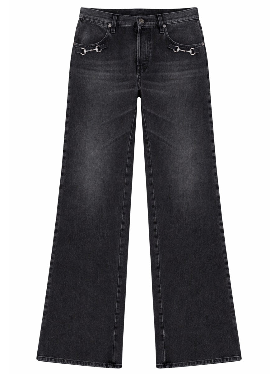 Gucci Women Denim Jeans With Horsebit Detail GUCCI