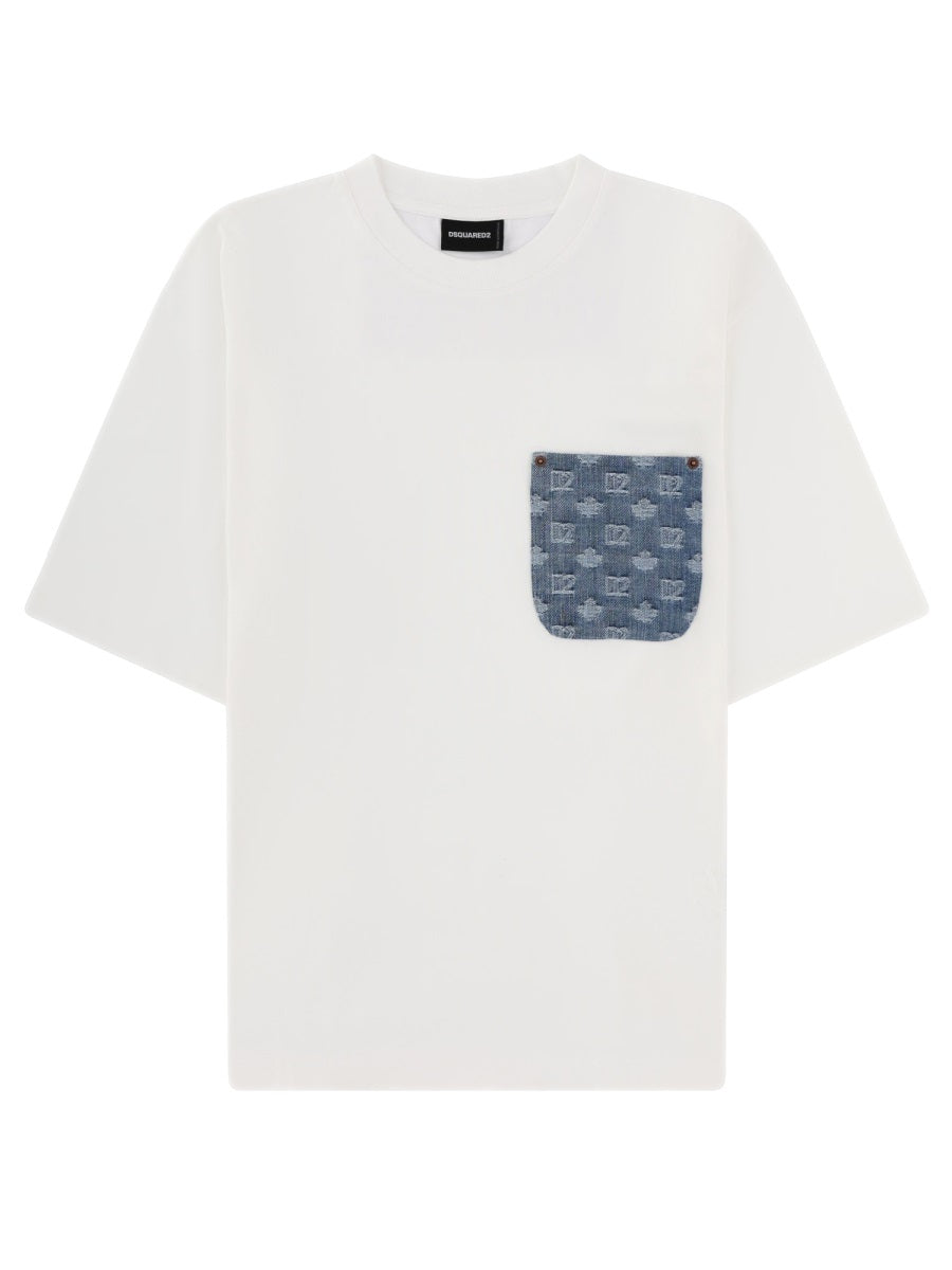Dsquared Men T-Shirt With Logo Pocket DSQUARED2