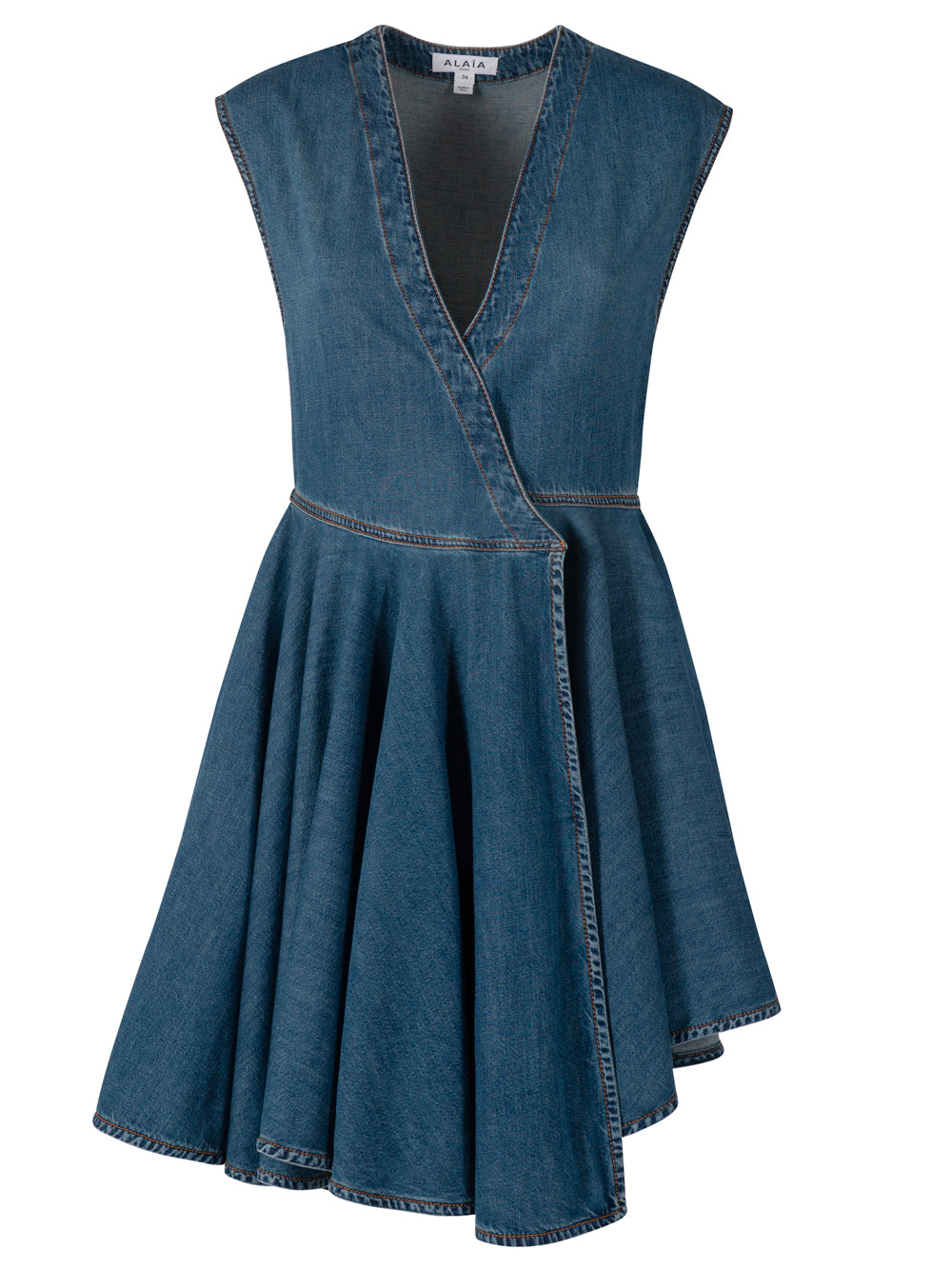 Alaia Women Deep Stone Denim Wrap Dress ALAIA