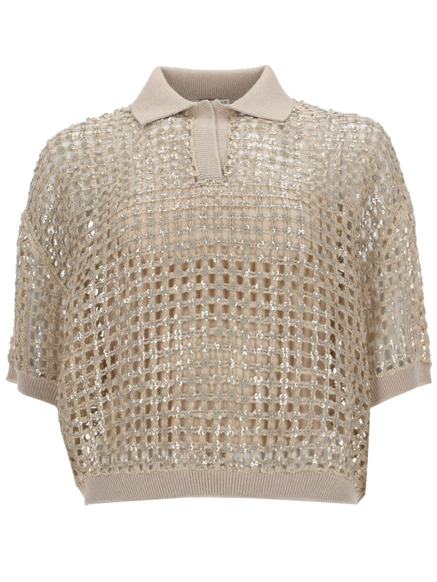 Brunello Cucinelli Women Silk And Linen Knit Polo Shirt BRUNELLO CUCINELLI