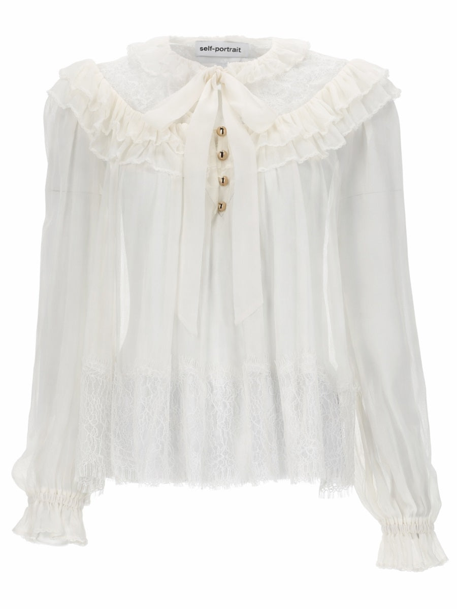 Self-Portrait Women Georgette Blouse With Ruffles SELF-PORTRAIT