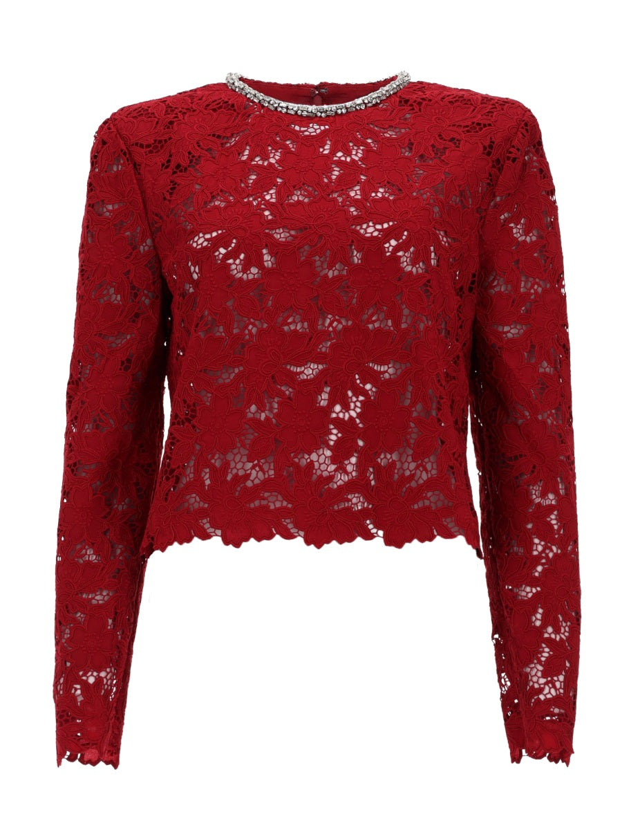 Self-Portrait Women Lace Top With Crystals SELF-PORTRAIT