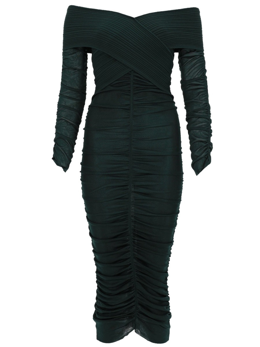 Self-Portrait Women Viscose Gathered Midi Dress SELF-PORTRAIT