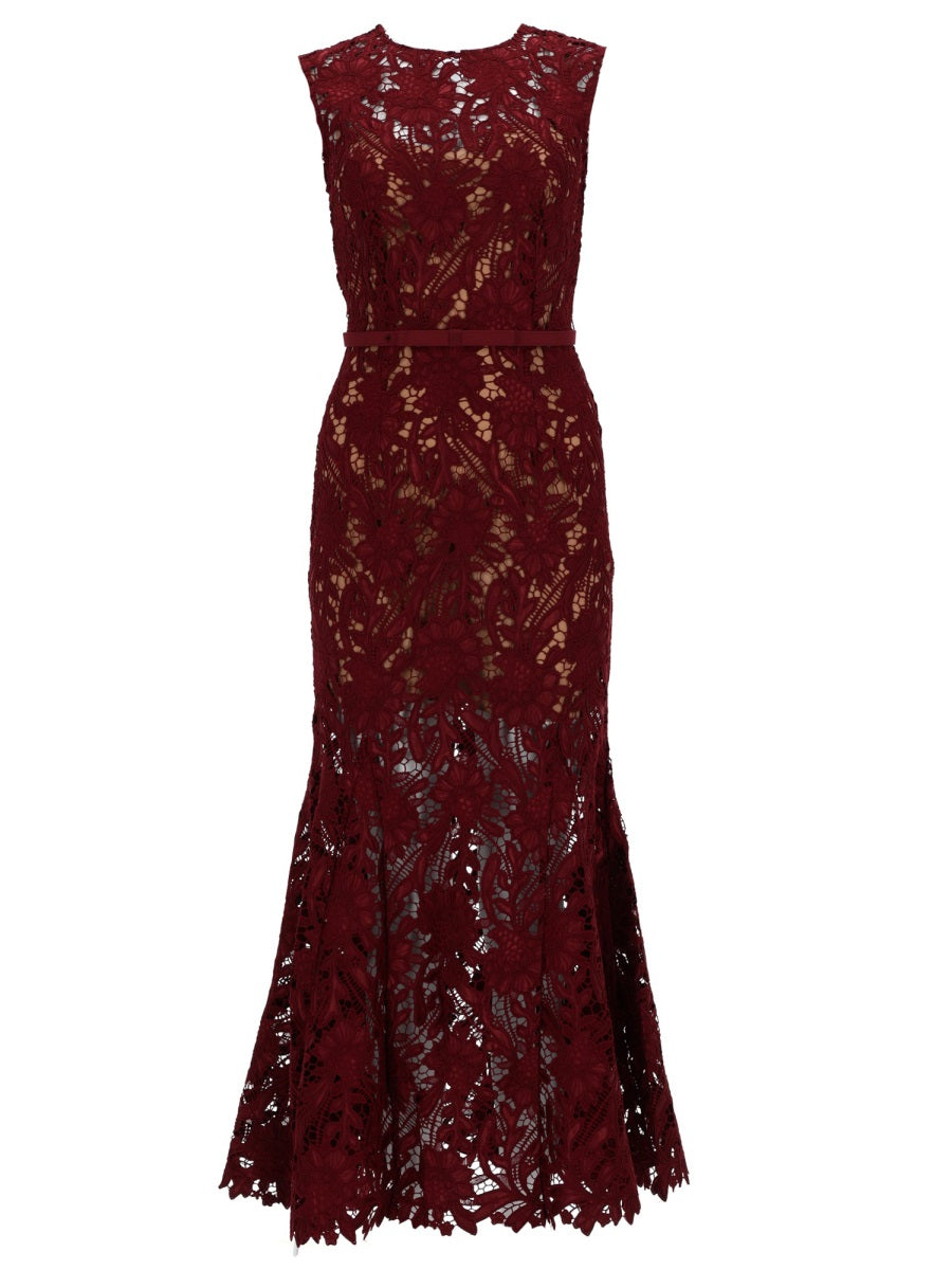 Self-Portrait Women Floral Lace Midi Dress SELF-PORTRAIT