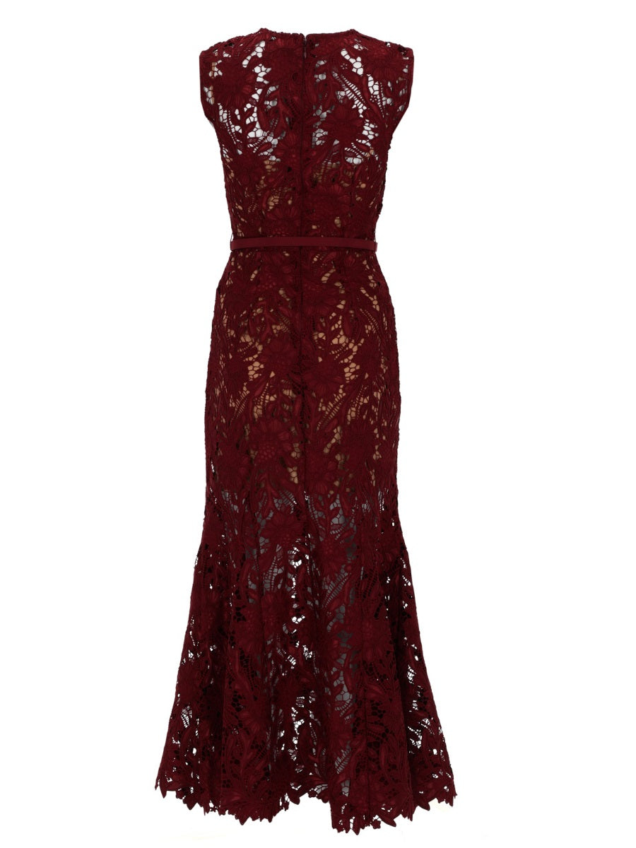 Self-Portrait Women Floral Lace Midi Dress SELF-PORTRAIT