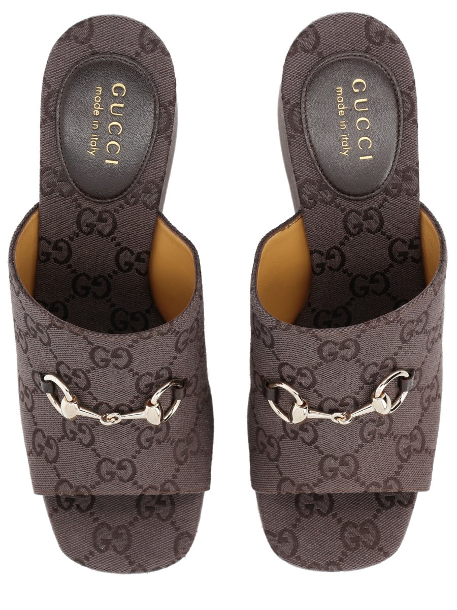 Gucci Women Fabric Wedge Sandal "Gg" GUCCI