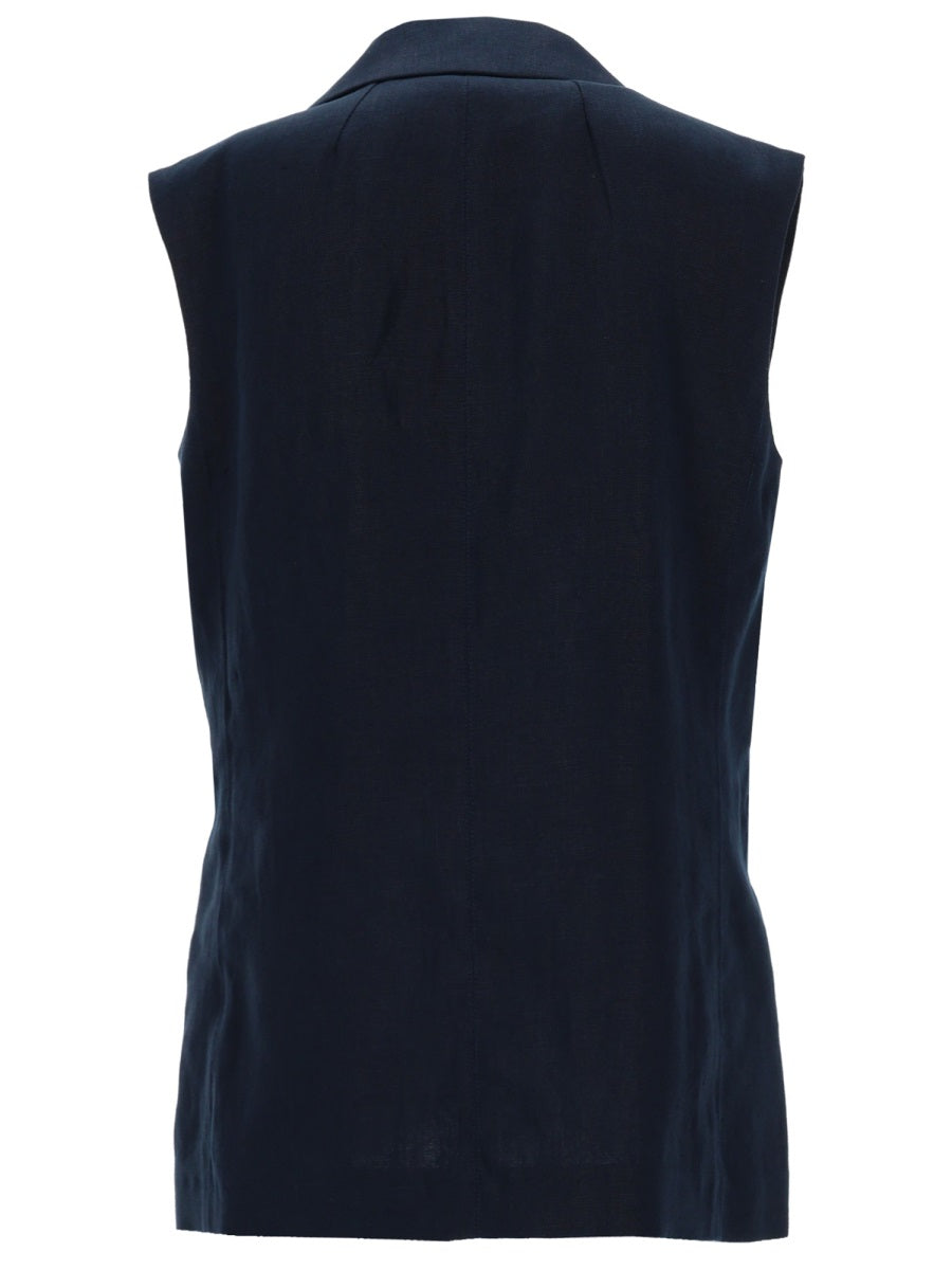 S Max Mara Women Double-Breasted Linen Mat Vest S MAX MARA