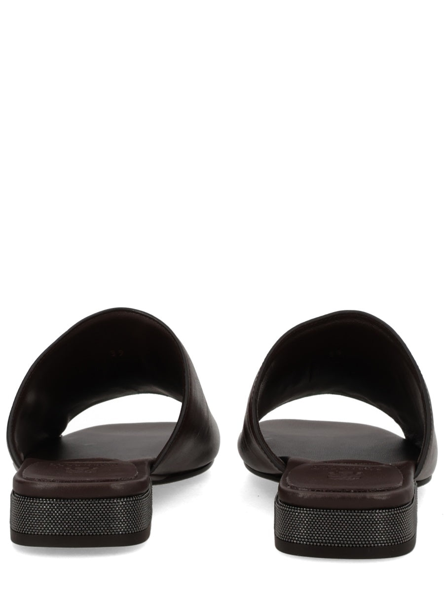 Brunello Cucinelli Women Sandalo In Pelle Con Tacco Decorato BRUNELLO CUCINELLI