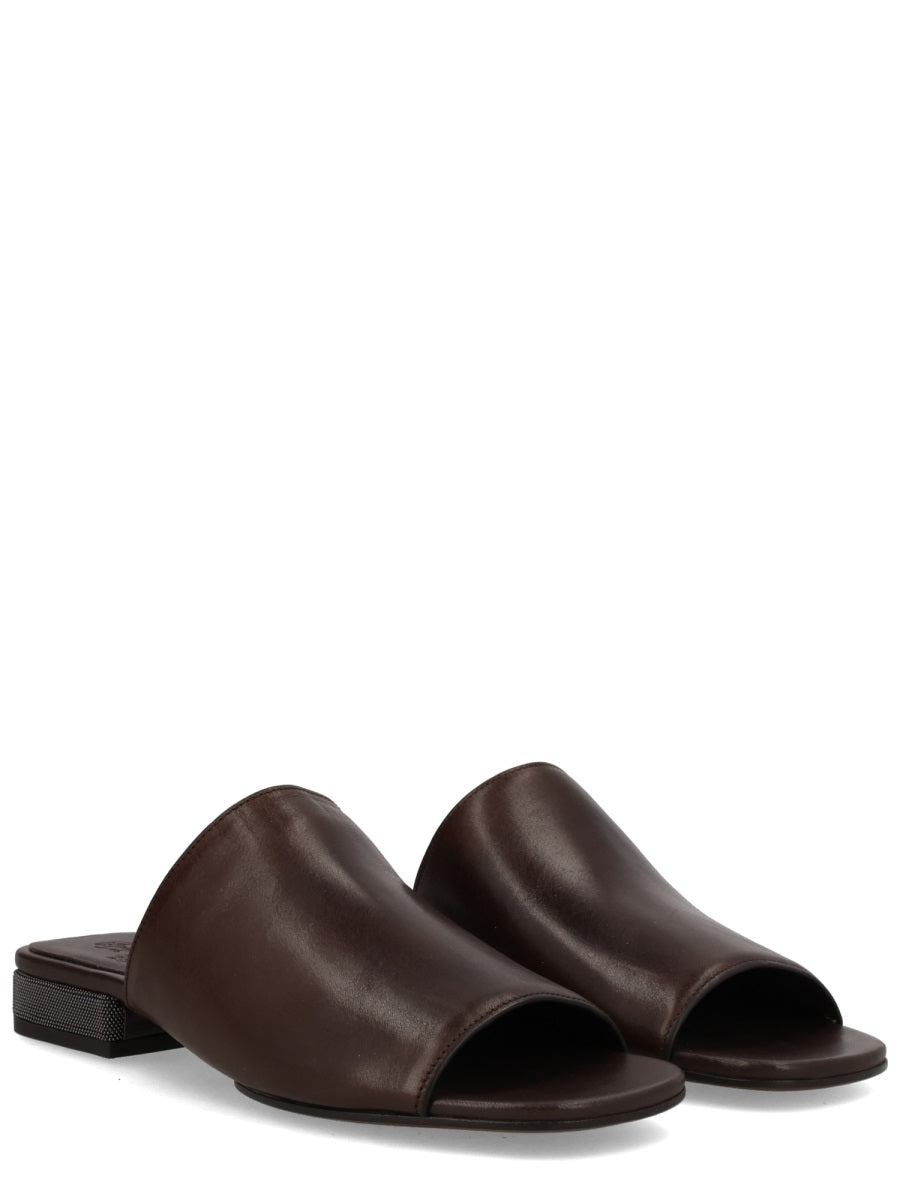 Brunello Cucinelli Women Sandalo In Pelle Con Tacco Decorato BRUNELLO CUCINELLI