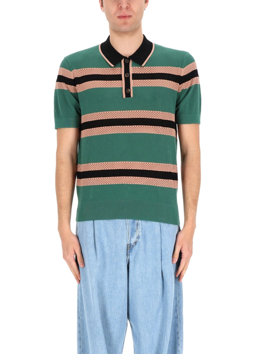 Dries Van Noten Men Perforated "Mercy Stripe" Polo Shirt DRIES VAN NOTEN