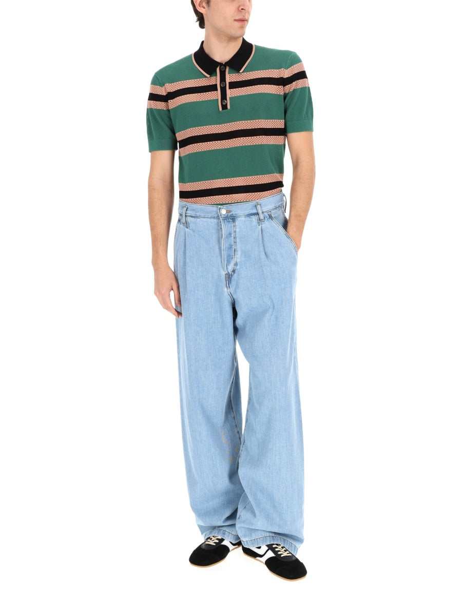 Dries Van Noten Men Perforated "Mercy Stripe" Polo Shirt DRIES VAN NOTEN