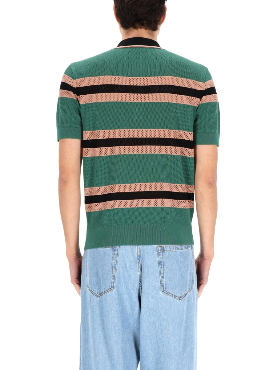Dries Van Noten Men Perforated "Mercy Stripe" Polo Shirt DRIES VAN NOTEN