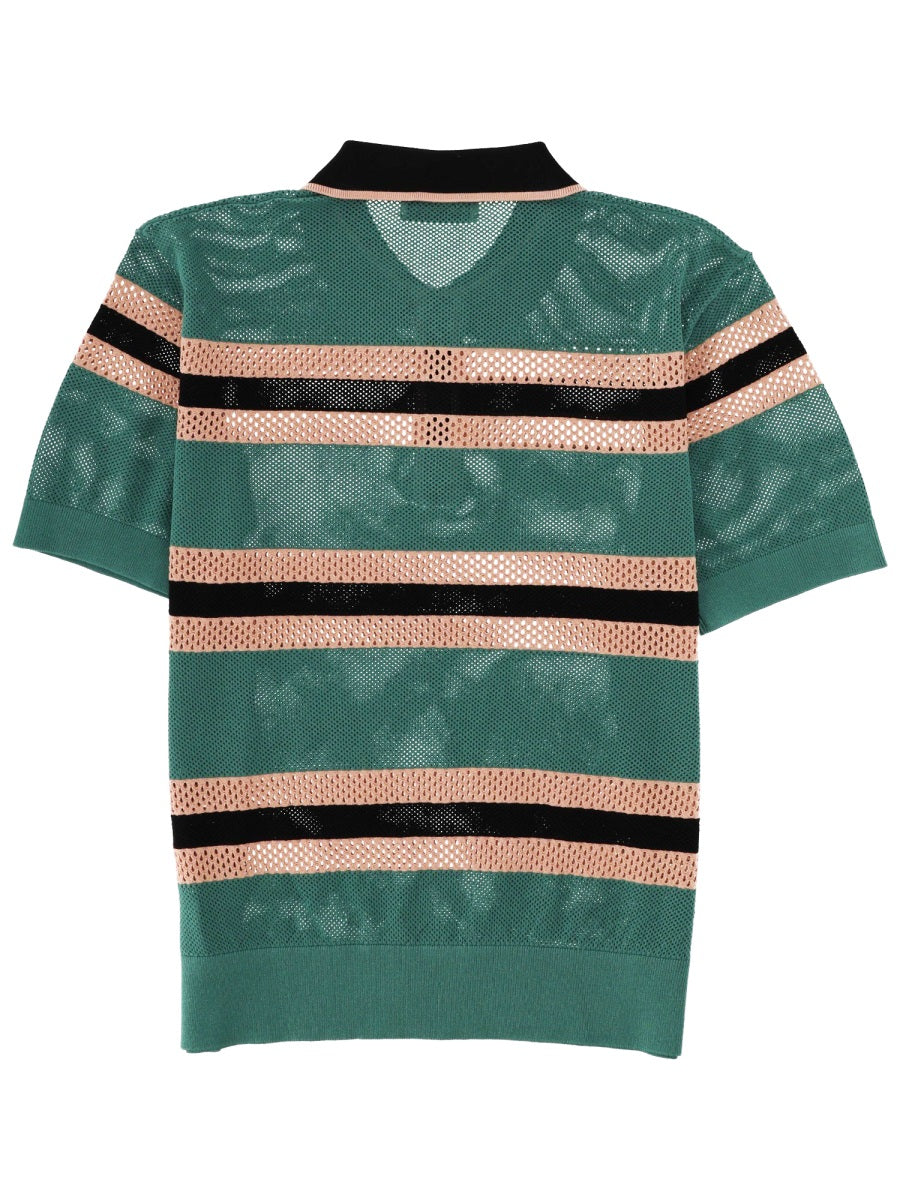 Dries Van Noten Men Perforated "Mercy Stripe" Polo Shirt DRIES VAN NOTEN