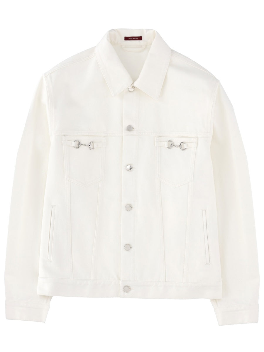 Gucci Men Giacca In Denim Con Morsetti GUCCI