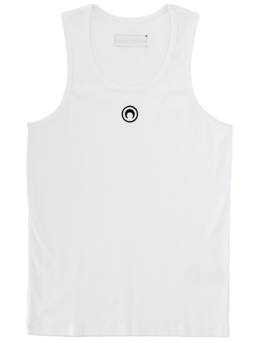Marine Serre Men Ribbed Tank Top With Moon Logo MARINE SERRE