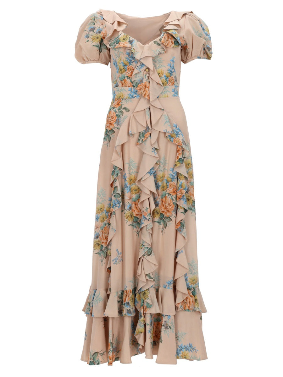 Alexander Mcqueen Women Floral Print Ruched Silk Dress ALEXANDER MCQUEEN
